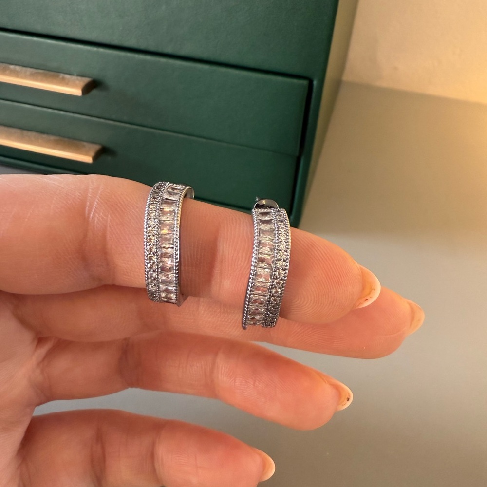 Bomb Party Hematite Topaz Huggie Medium Hoops